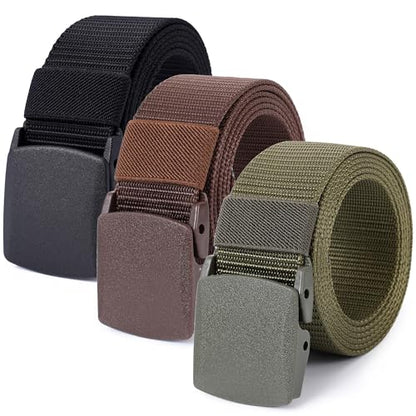 Mile High Life | Nylon Web Belt | Outdoor Military Belt | TSA Safe Buckle Plastic/Metal - color: Black-brown-olive