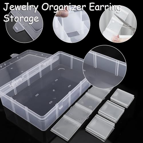 AKOAK 24 Grids Clear Plastic Organizer Box with Adjustable Dividers, Craft Storage Bead Organizer Box for Nail Accessories, Fishing Gear, Art DIY Crafts, Beads -Pack of 1