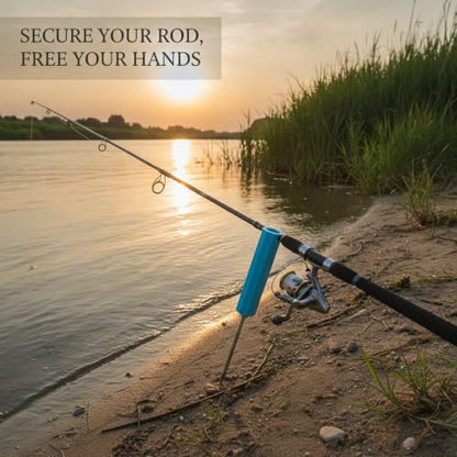 Ground Fishing Rod Holder, Galvanized Metal Spike for Beach and Riverbank, Support for Surf Casting (1 PC) - color: Blue