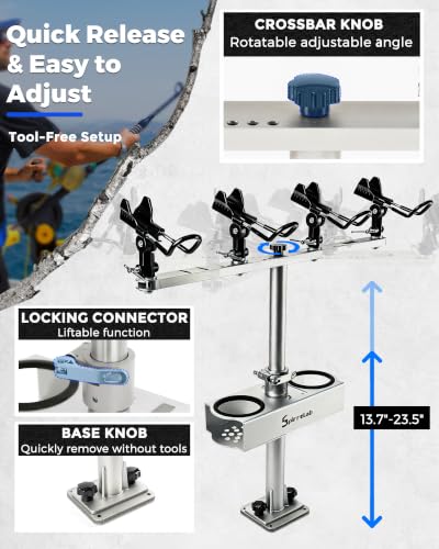 Spider Fishing Rod Holders for Boat, Aluminum Crappie Fishing Pole Mount, Adjustable Height & Angle, Boat Rod Rack for Spider Rigging - style: 1 Pack, Fishing Rod Holder