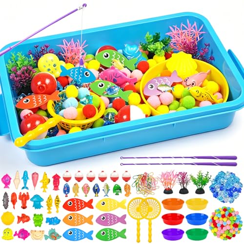 Cinrobiye 233 Pcs Fishing Theme Bin Fillers Set with Storage Box, Ocean Fish Activity Materials, Tropical Fish Cards and Accessories for Classroom Activities, Home Projects and Theme Displays