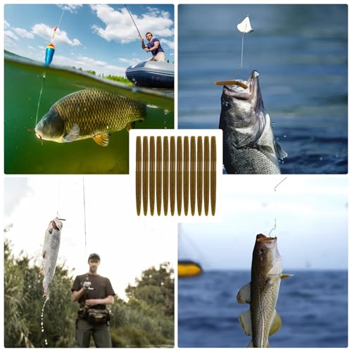 Senko Bait Soft Plastic Lures 5" Senkos 24 Pcs/100pcs for Wacky Rig Freshwater Fishing Green Pumpkin senko with Black Flake Pink Watermelon Double Color - style: Green Pumpkin Red Flake