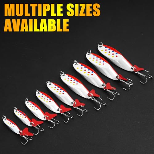 Fishing Spoons Fishing Lures Casting Trout Spoons with Treble Hook Jigging Spoons Hard Metal Spinner Baits for Trout Pike bass Crappie Walleye Freshwater Saltwater Fishing - size: 10g(3/8oz)-5pcs