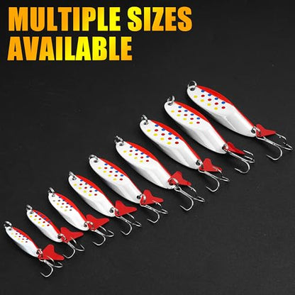 Fishing Spoons Fishing Lures Casting Trout Spoons with Treble Hook Jigging Spoons Hard Metal Spinner Baits for Trout Pike bass Crappie Walleye Freshwater Saltwater Fishing - size: 42g(3/2oz)-5pcs