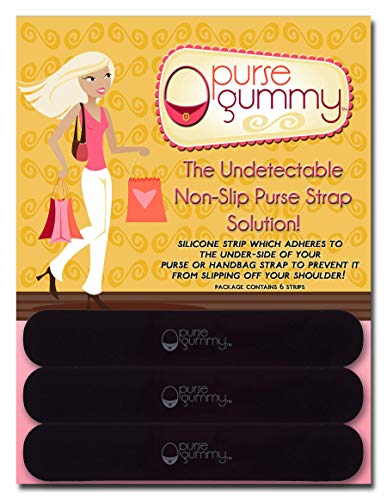 Purse Gummy - Stop Strap Slips - the ORIGINAL Non Slip Grip Strip Pad for Handbag Strap as seen on Today Show - Shoulder Bag, Tote bag, Cushion Accessory - SET of 6 PIECES - color: Black