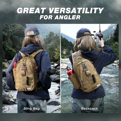 Ghosthorn Fishing Backpack with Tackle Boxes Fish Lip Gripper Pliers Lures Waterproof Tackle Bag with Rod Holder Fishing Gear - color: Khaki, size: Standard