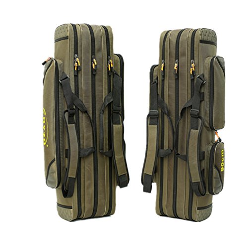 3 Layers Portable Folding Fishing Rod Carrier Reel Case Bags Fish Pole Tools Soft Case Pro Gear Tackle Storage Bag for Shoulders,Handles (3 layers/80cm) - size: 3 layers/80cm