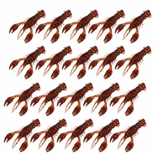 20PCS Soft PVC Fishing Lures 2.2 Inch – Lifelike Crawfish Bait with Artificial Lobster Claw Design, Jig Head Compatible for Bass & Trout Fishing - color: Brown
