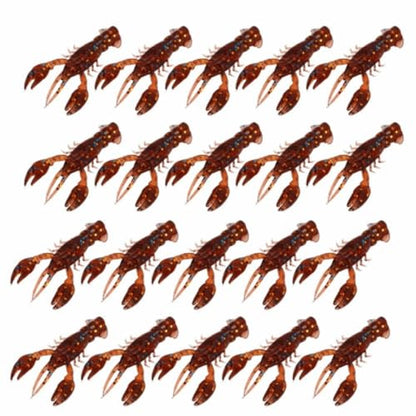 20PCS Soft PVC Fishing Lures 2.2 Inch – Lifelike Crawfish Bait with Artificial Lobster Claw Design, Jig Head Compatible for Bass & Trout Fishing - color: Brown