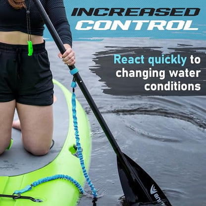 Gradient Fitness 2 Pack Kayak Paddle Leash, 5-8 Feet Stretchable Paddle Strap with Carabiner Secure Leash Lanyard Rope for SUP Kayak Canoe Paddle Fishing Pole Rod - color: Blue