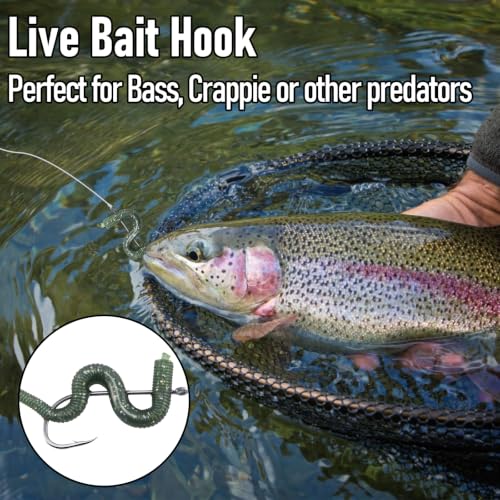Dr.Fish 100 Pack Baitholder Fishing Hooks, Freshwater Fishing Straight Shank Worm Hooks Walleye Rig Bass Crappie Panfish Bluegill - size: 2/0#-100 Pack