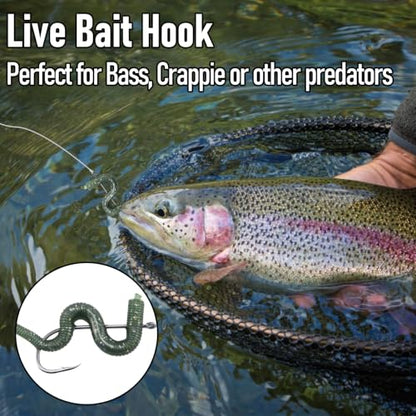 Dr.Fish 100 Pack Baitholder Fishing Hooks, Freshwater Fishing Straight Shank Worm Hooks Walleye Rig Bass Crappie Panfish Bluegill - size: 3/0#-100 Pack