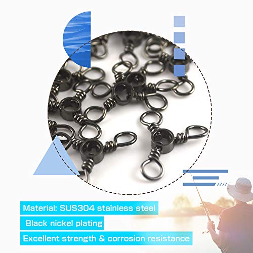 AMYSPORTS Fishing Connector Fish Swivels Tackle 3 Way Fishing Swivel Saltwater Freshwater Fishing Tackle Accessories Crossline Trolling Line Lure Connector - size: Size5 (37lb) 50 pcs