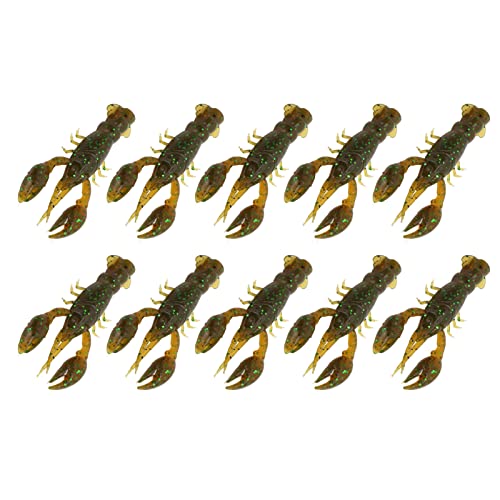 10pcs Crawfish Soft Lure Fishing Lure Crawdad Bait PVC Shrimp Artificial Soft Lure Baits for Bass Fishing Crayfish Baits Swimbait - color: Green