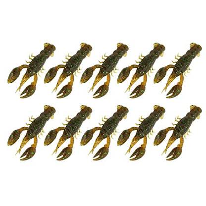 10pcs Crawfish Soft Lure Fishing Lure Crawdad Bait PVC Shrimp Artificial Soft Lure Baits for Bass Fishing Crayfish Baits Swimbait - color: Green