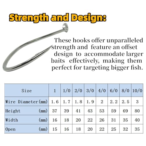 Catfishing Hooks Big River Bait Hook 25/50/100pcs, Fishing Hooks for Saltwater Freshwater,Catfish Striper Flathead Carp Bass 1# 1/0 2/0 3/0 4/0 6/0 8/0 10/0 - size: 50PCS 1/0