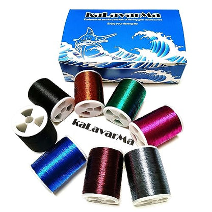 (8pcs*240yd) Kalavarma Rod Wrapping Thread for Fishing Rod Wrapping Thread Rod Building Repair - style: Metallic klm020