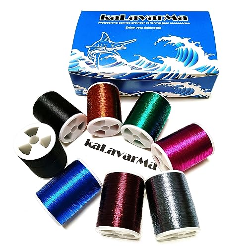 (8pcs*240yd) Kalavarma Rod Wrapping Thread for Fishing Rod Wrapping Thread Rod Building Repair - style: Metallic klm020