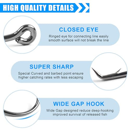 Circle Hooks Saltwater,50/150pcs Fishing Hooks Inline High Carbon Steel Fish Hook Straight Eye Barbed Point Octopus Hook for Catfish Bass Saltwater Freshwater Fishing - size: 8/0_50pcs