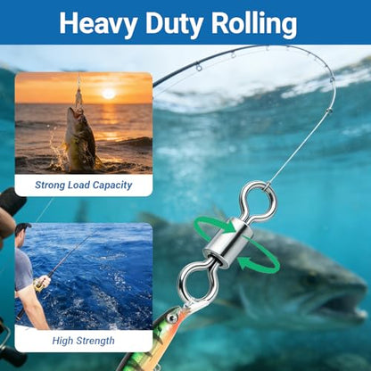 QISHUO High Strength Fishing Swivel Saltwater Heavy Duty Barrel Swivel Snap Stainless Steel Swivels Fishing Connect SUS304 - size: Size #2/0 (551lb) 25pcs