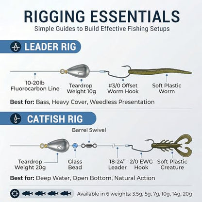 Casting Sinker Weights Assortment, 30PCS Teardrop Fishing Sinkers with Brass Swivel Loops, 1/8 oz to 3/4 oz, Drop Shot Weights for Bass Catfish, Freshwater Saltwater