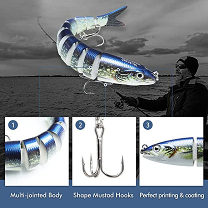 TRUSCEND Swimmax Easy Catch Fishing Lures with BKK Hooks, Wiggling, Vibrating, Rattling and Gurgling for More Bites, Heavy-Duty Dyneema Fiber Jointed Swimbaits for Bass, Trout, Crappie, Walleye, Pike - color: B-4",0.35oz