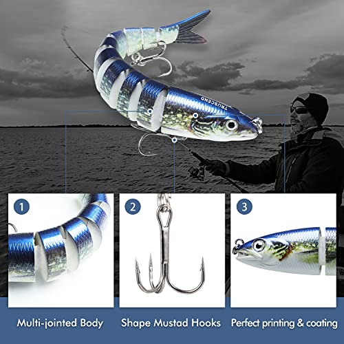 TRUSCEND Swimmax Easy Catch Fishing Lures with BKK Hooks, Wiggling, Vibrating, Rattling and Gurgling for More Bites, Heavy-Duty Dyneema Fiber Jointed Swimbaits for Bass, Trout, Crappie, Walleye, Pike - color: B-4",0.35oz