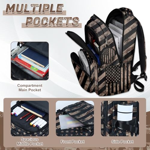 American Flag Backpack Set for Boys, Kids Camo USA flag Backpack for School with Lunch Box and Pencil Case Coin Purse, School Bookbag for Boys - color: Flag