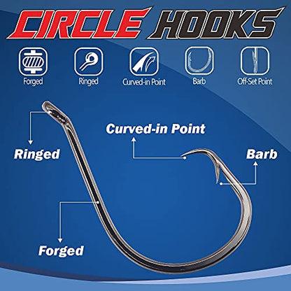 XFISHMAN Circle-Hooks-Fishing-Equipment-Octopus-Hooks-Saltwater-50 Pack #1 –12/0 - color: Black, size: 1/0 50-Pack