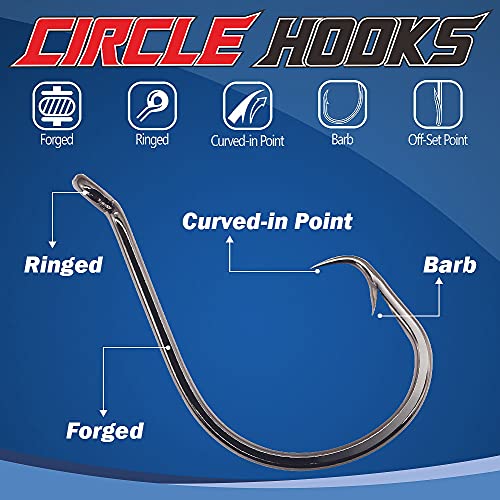 XFISHMAN Circle-Hooks-Fishing-Equipment-Octopus-Hooks-Saltwater-50 Pack #1 –12/0 - color: Black, size: 1/0 50-Pack