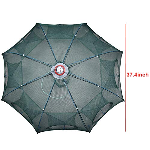 Persei Foldable Fishing Bait Trap Cast Net Cage Cast Dip Cage for Fish Shrimp Minnow Crayfish Crab Bait Trap Cage - color: 8 sides 8 holes+1 hole
