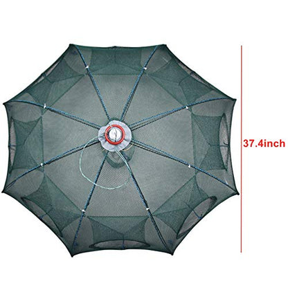 Persei Foldable Fishing Bait Trap Cast Net Cage Cast Dip Cage for Fish Shrimp Minnow Crayfish Crab Bait Trap Cage - color: 8 sides 8 holes+1 hole