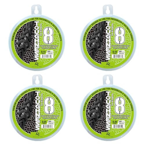 Ray Fishing Toughness 8 Strands Braided Fishing Line | Cast Further & Lasts Longer, Greater Abrasion Resistance, Strong Knot Strength, Smaller Diameter, Fresh and Salty - color: Lime Green, size: 0.14mm-15Lbs