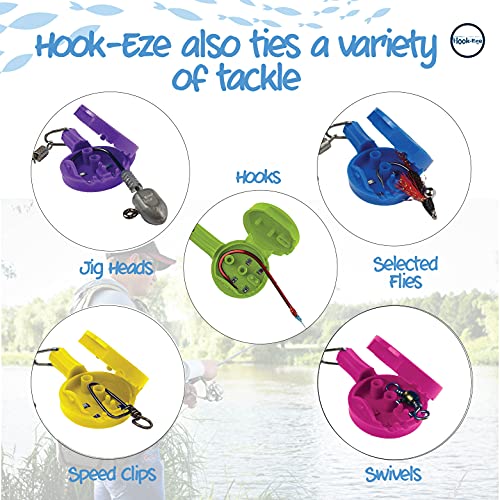 HOOK-EZE Grey Aluminum Fishing Pliers and Standard Blue Knot Tying Tool - Hook Remover and Split Ring with Coiled Lanyard - Multifunctional Cutter and Tool - Saltwater Freshwater Fly Fishing