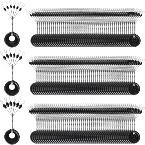 DONQL 900pcs Bobber Stoppers for Fishing Line, 6 in 1 Oval Floats Sinker Stops L M S Size, Fishing Rubber Bobber Beads Stopper Float Stop Kit for Saltwater Freshwater