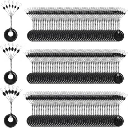 DONQL 900pcs Bobber Stoppers for Fishing Line, 6 in 1 Oval Floats Sinker Stops L M S Size, Fishing Rubber Bobber Beads Stopper Float Stop Kit for Saltwater Freshwater