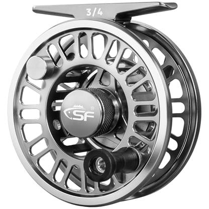SF SF-003 Pro Fly Fishing Reel for Freshwater,CNC Precision Machining Process,Mid Arbor Design,Smooth Drag System,Lightweight Aluminum Body - size: 3/4wt, style: Gunmetal Gray