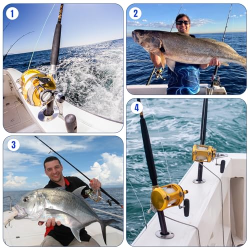 2 Pack Fishing Rod Holders, Heavy Duty Stainless Steel Flush Mount Rod Holders with Liner, Available in 15° 30° 90° for Boats & Yachts