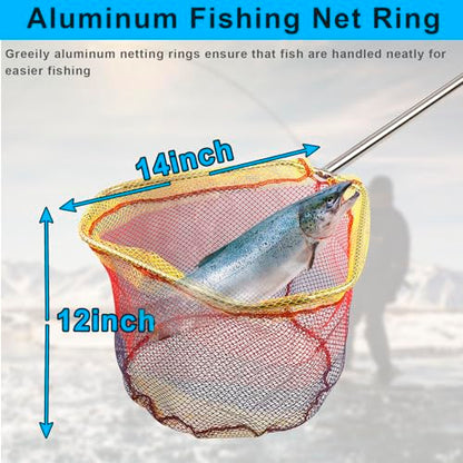 Fishing Landing Net, Fishing Net with Handle for Fishing with Splicing Extension Pole Handle Sturdy Stainless Steel Tubes Comfortable Sponge Handle, yellow - size: 65inch (TELESCOPIC black)