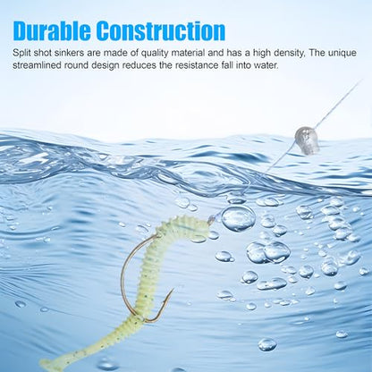 Split Shot Sinker Fishing Weights, 120pcs Removable Round Split Shot Fishing Line Sinkers Clip On Weights for Freshwater Saltwater Fishing - size: Mix Sizes 135pcs