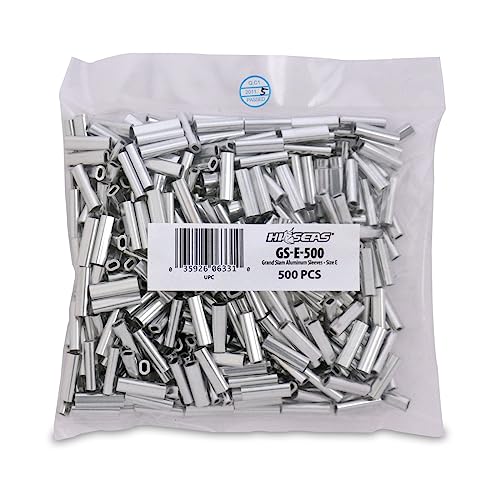 HI-SEAS Grand Slam Aluminum Fishing Line Crimp Sleeves - Bulk 500 Pieces, Durable and Strong Crimps for Monofilament 40lb Test up to 600lb Test for Saltwater Fishing Leaders - style: 500 Pc/1.7 Mm
