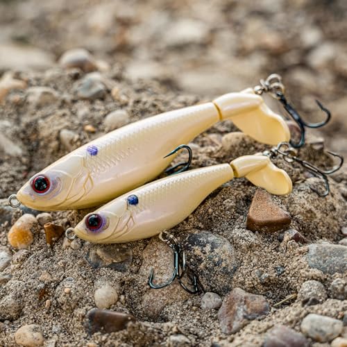6th Sense – The Scramble Bass Fishing Topwater Fishing Lure with Rotating Tail - color: Bone Pearl, size: 126mm