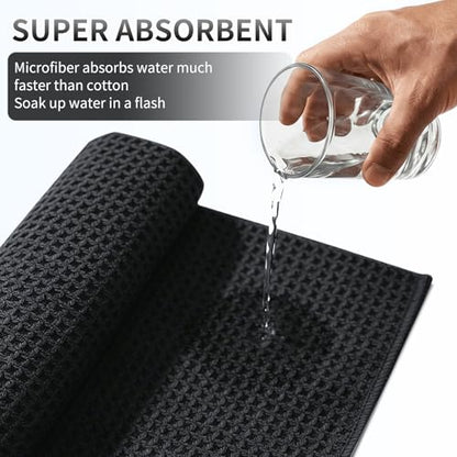 Fishing Towel with Clip,16" X 16",Waffle Pattern Effective Cleaning of Fishing Gear Accessories,Microfiber Absorbent Camping Towel for Men,Hiking Towel,Golf Towel,Black - color: Black