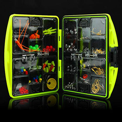 Bait Case, Fishing Accessories Kit Including Hook Sinker Weights Fishing Swivels Snaps Fishing Line Beads Fishing Set with Tackle Box