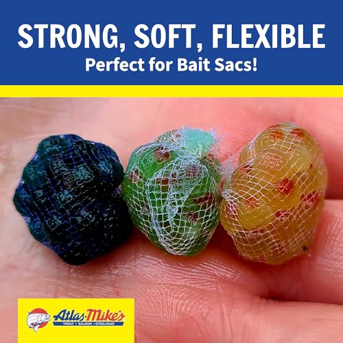 ATLAS Mike's Super Soft Spawn Net - Premium Fishing Bait Holder for Salmon Eggs, Liver, Cut Bait, Roe Sacks - Durable Nylon Mesh, Easy-Tie Design, USA-Made Quality - 4" Squares - Purple