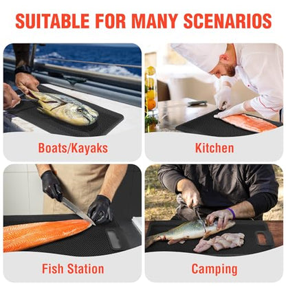 FLISSA Nonslip Fish Fillet Mat with Measuring Scale, 24"*13", Durable & Portable Fish Cleaning Mat for Easy Filleting, Large Fish Mat for Fish Cleaning and Cutting Board