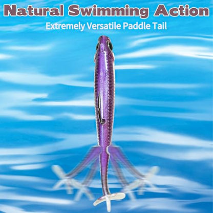 6PCS Soft Plastic Fishing Lures - 3.5in Swim Baits for Bass Pre-Rigged Jig Heads Walleye Fishing Lures with Paddle Tail Swimbaits for Bass Fishing Fishing Soft Plastic Lure Kit - color: Mixed Colors