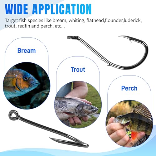200pcs Octopus Baitholder Fishing Hooks Sharp Barbed Beak Fish Hooks Circle Hook High Carbon Steel Extra Sharp Closed Eye J Hook
