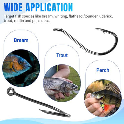 200pcs Octopus Baitholder Fishing Hooks Sharp Barbed Beak Fish Hooks Circle Hook High Carbon Steel Extra Sharp Closed Eye J Hook