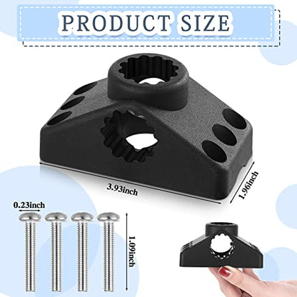 2 Pcs Locking Side Deck Mounting Bracket Side Deck 1.96'' x 3.93'' Fishing Rod Bracket Flag Pole Bracket Kayak Fishing Rod Pole Holder Support Fishing Tool with Hardwares for Boat Wall House, Black